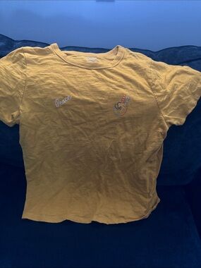 Old Navy Mustard Yellow Womens Short Sleeve Peace Tee